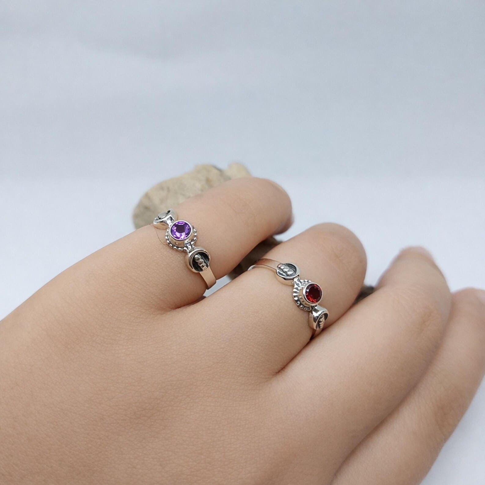 925 Sterling Silver Cosmic Ring Premium Showcase Handmade 925 sterling silver celestial ring with moon and star inspired design