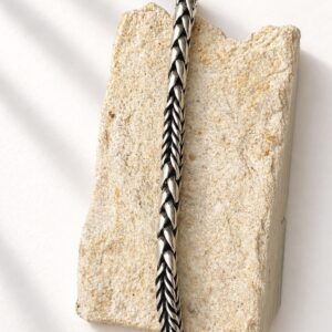 Elegant handmade silver bracelet with square link texture
