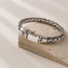 Bali inspired woven chain bracelet in sterling silver