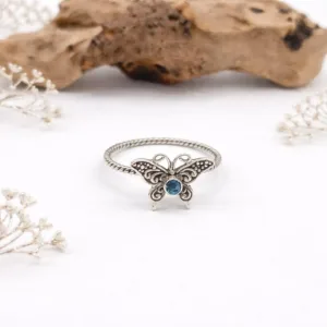 Handmade 925 sterling silver butterfly ring with detailed boho design