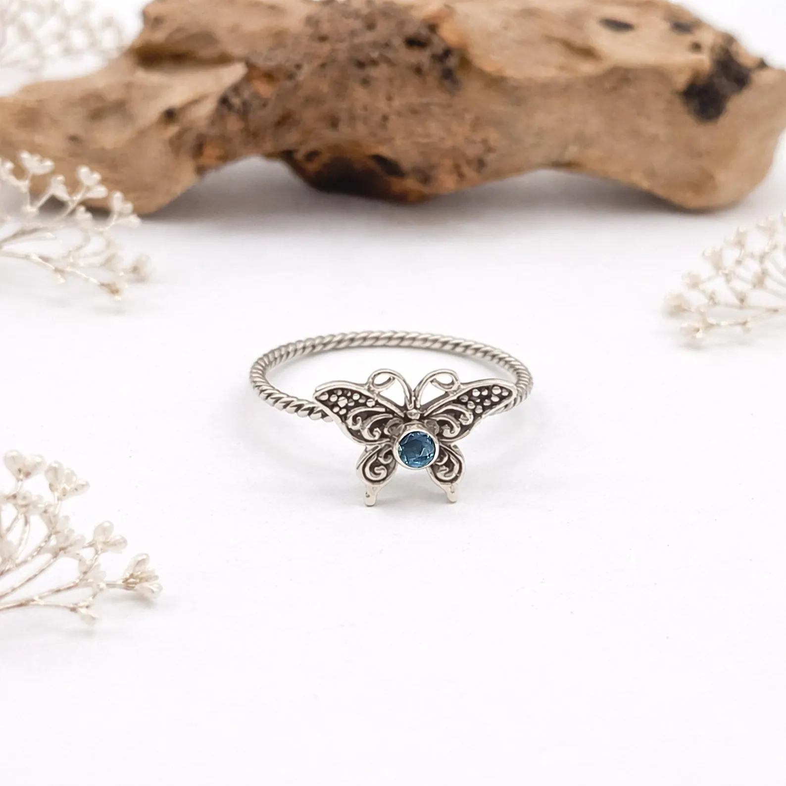 Nature Inspired Sterling Silver Ring Premium Look Handmade 925 sterling silver butterfly ring with detailed boho design