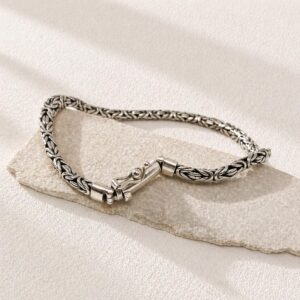 Sterling Silver Byzantine Chain Bracelet | Bold Artisan Jewelry