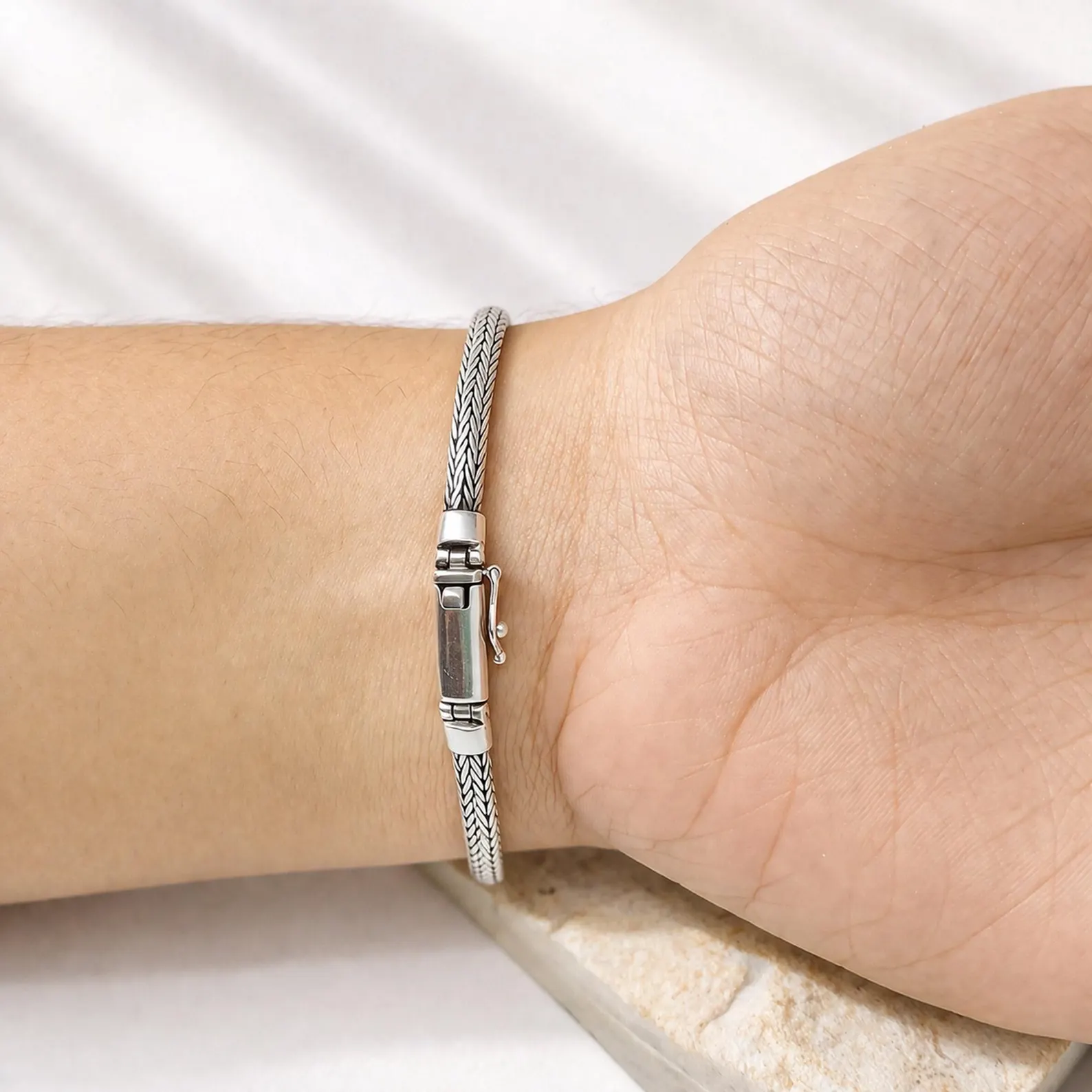 Sterling Silver Foxtail Bracelet Front View1