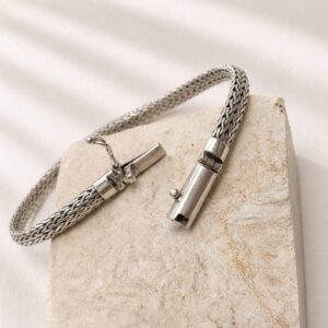 Sterling silver bracelet clasp detail close-up shot