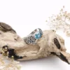 Handmade 925 sterling silver floral engraved ring with minimal boho design