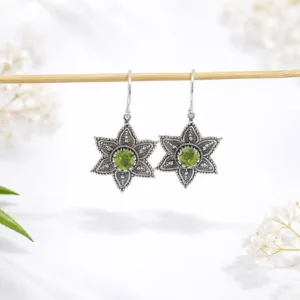 Handmade sterling silver filigree flower earrings inspired by Bali