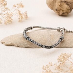 Sterling silver bracelet clasp detail close-up shot