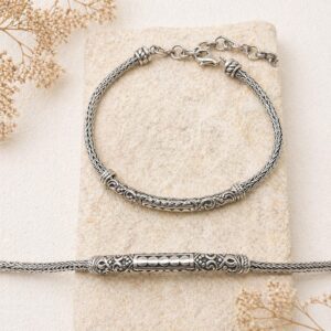 Sterling silver braided bracelet with artisan style