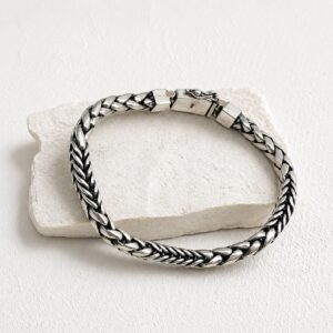 Modern geometric foxtail bracelet in sterling silver