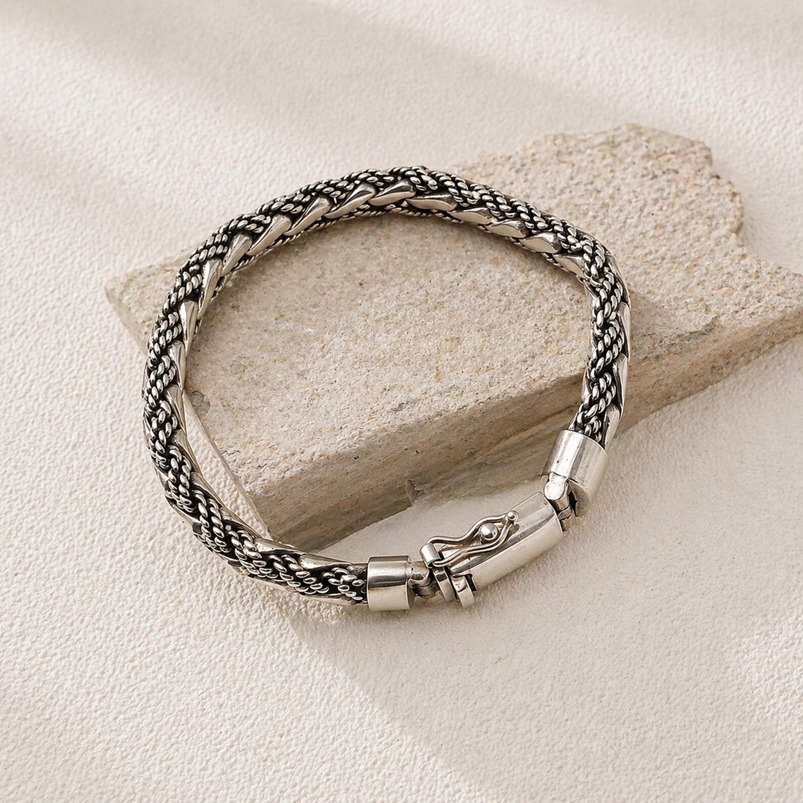 Flat Lay Sterling Silver Bold Chain Bracelet1