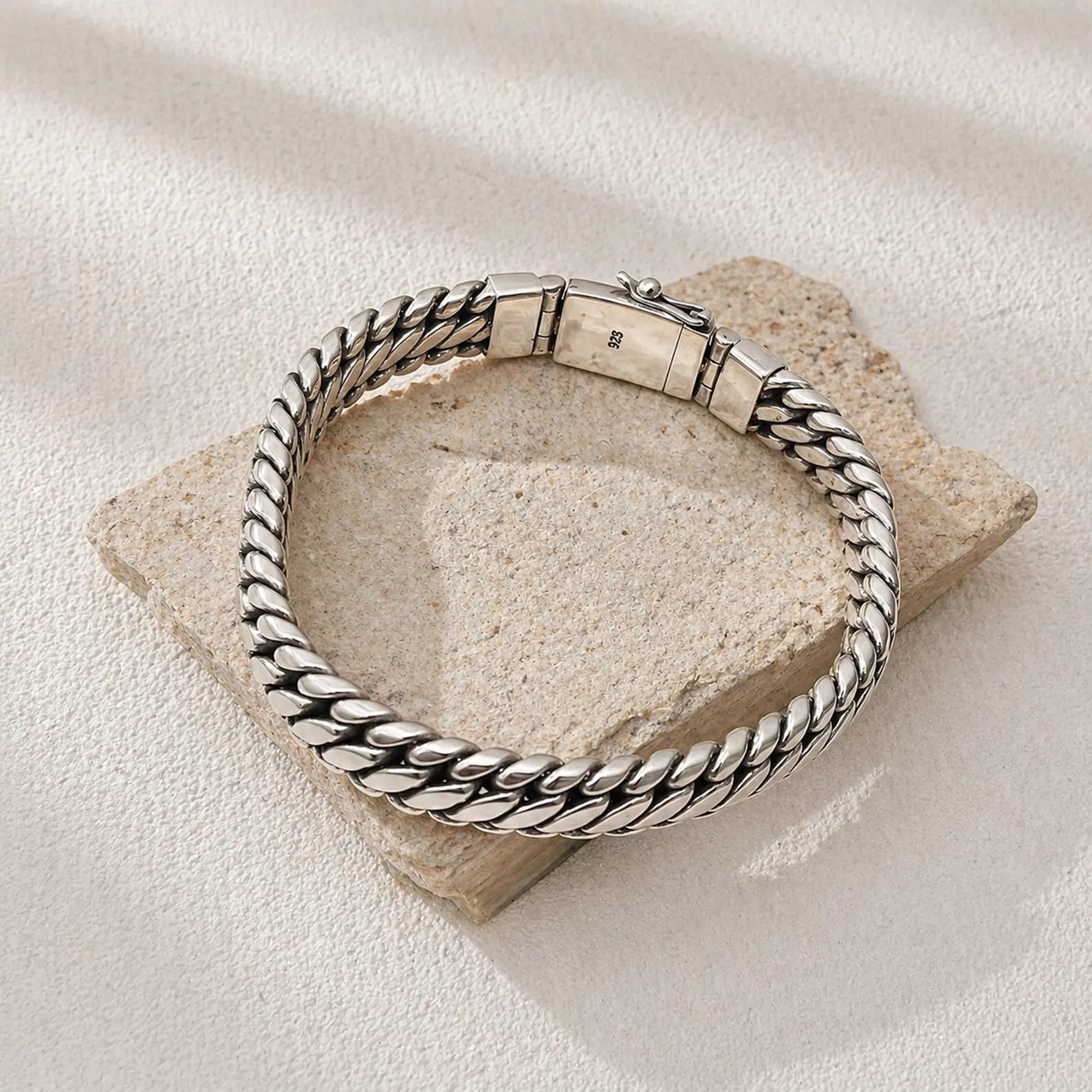 925 Silver Cuban Bracelet Studio Shot