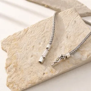 Handmade sterling silver foxtail bracelet with woven chain design