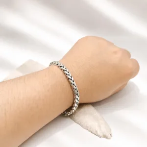 Bold 925 silver bracelet worn on wrist