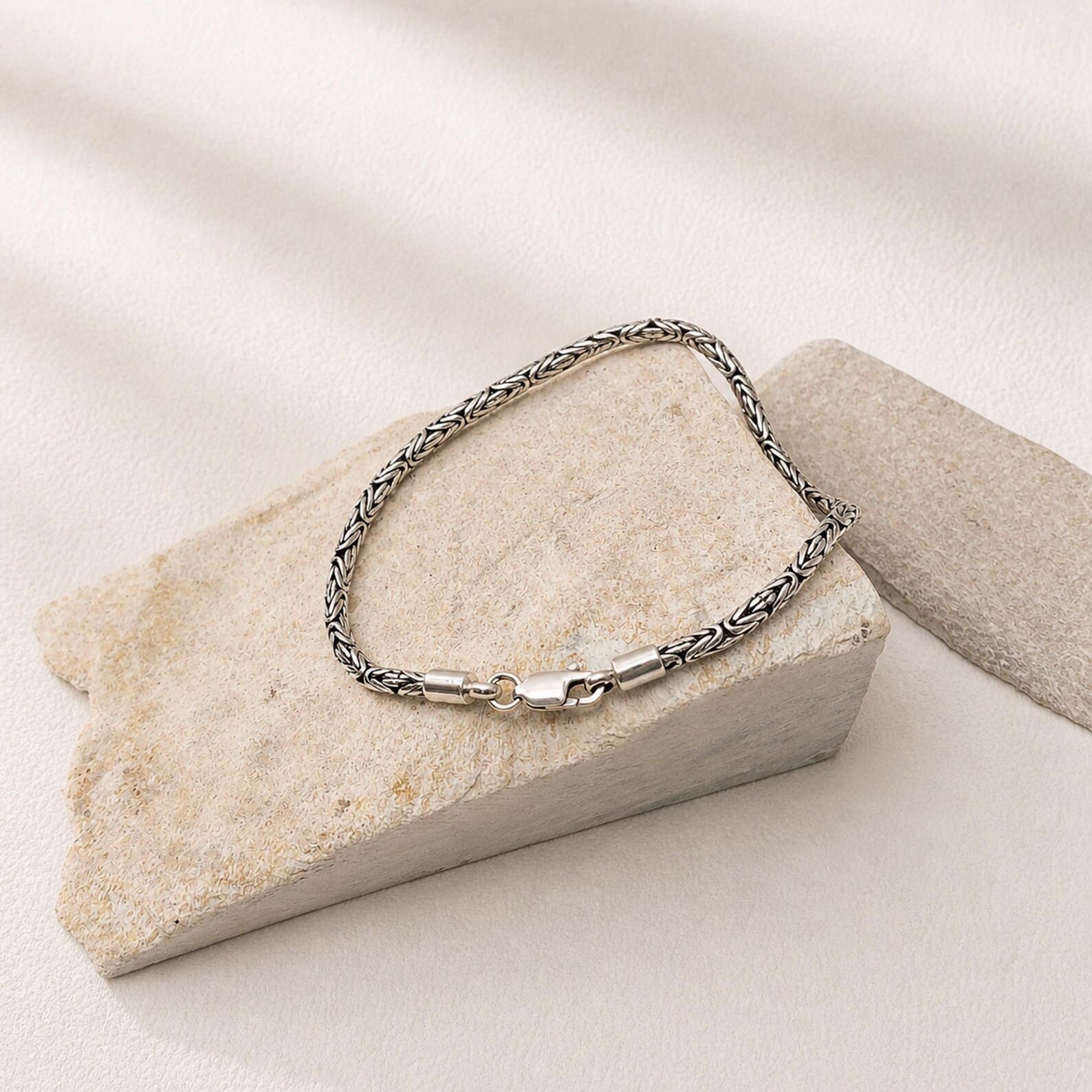 Fine Woven Bracelet Side View Delicate handmade sterling silver bracelet for everyday wear