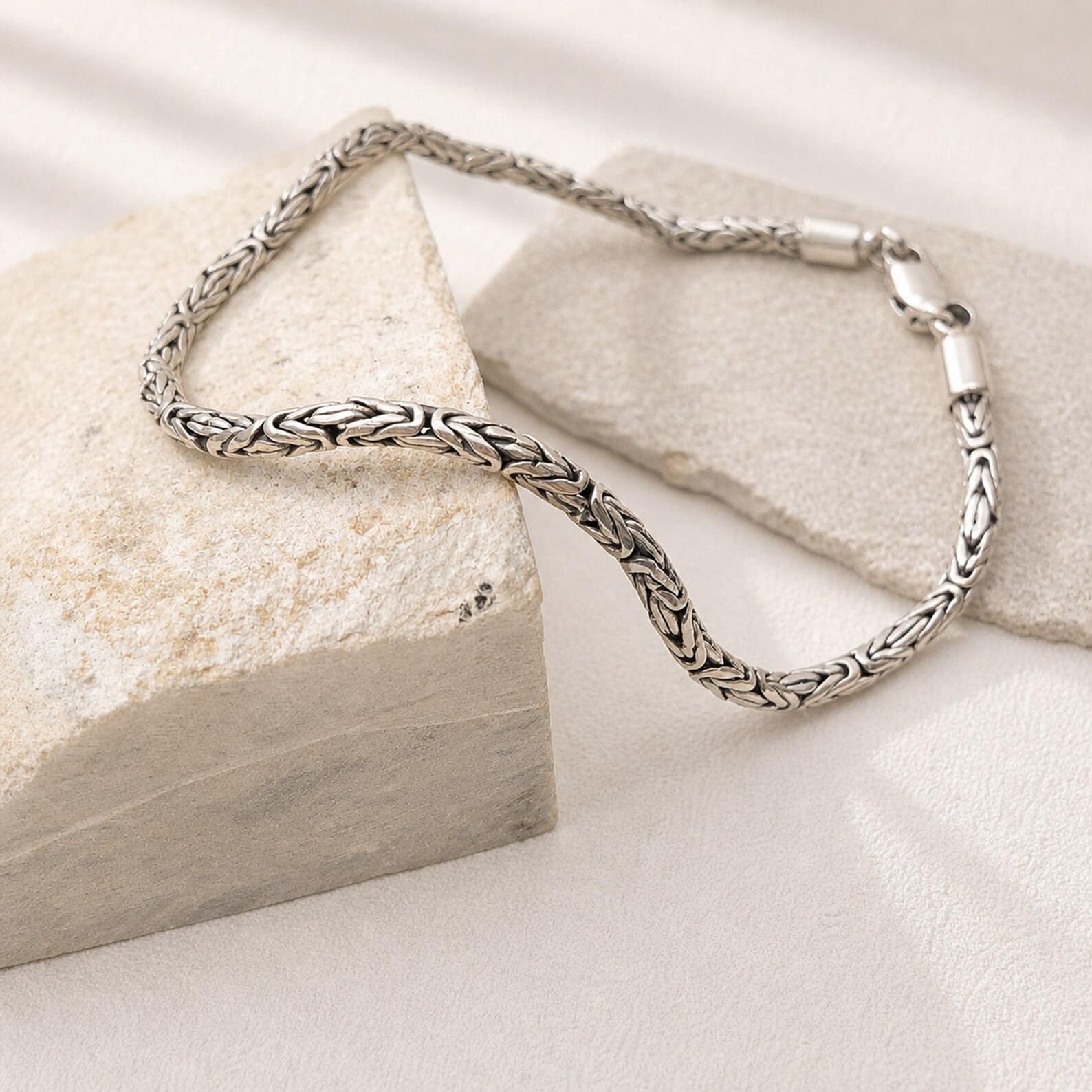 Handmade Silver Bracelet Clasp Detail Sterling silver bracelet clasp detail close-up shot