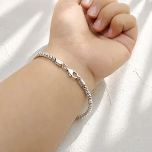 Handmade 925 sterling silver box chain bracelet with minimalist design