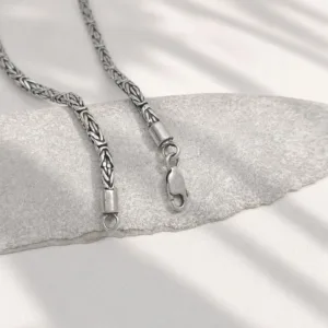 King chain Byzantine design silver necklace handmade craftsmanship