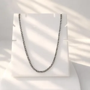 Handmade 925 sterling silver Byzantine necklace 3mm Bali chain jewelry