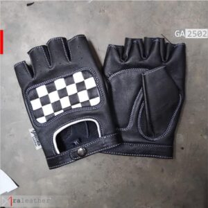 Premium half-finger motorcycle gloves RA Leather GA2502 made from 100% genuine leather