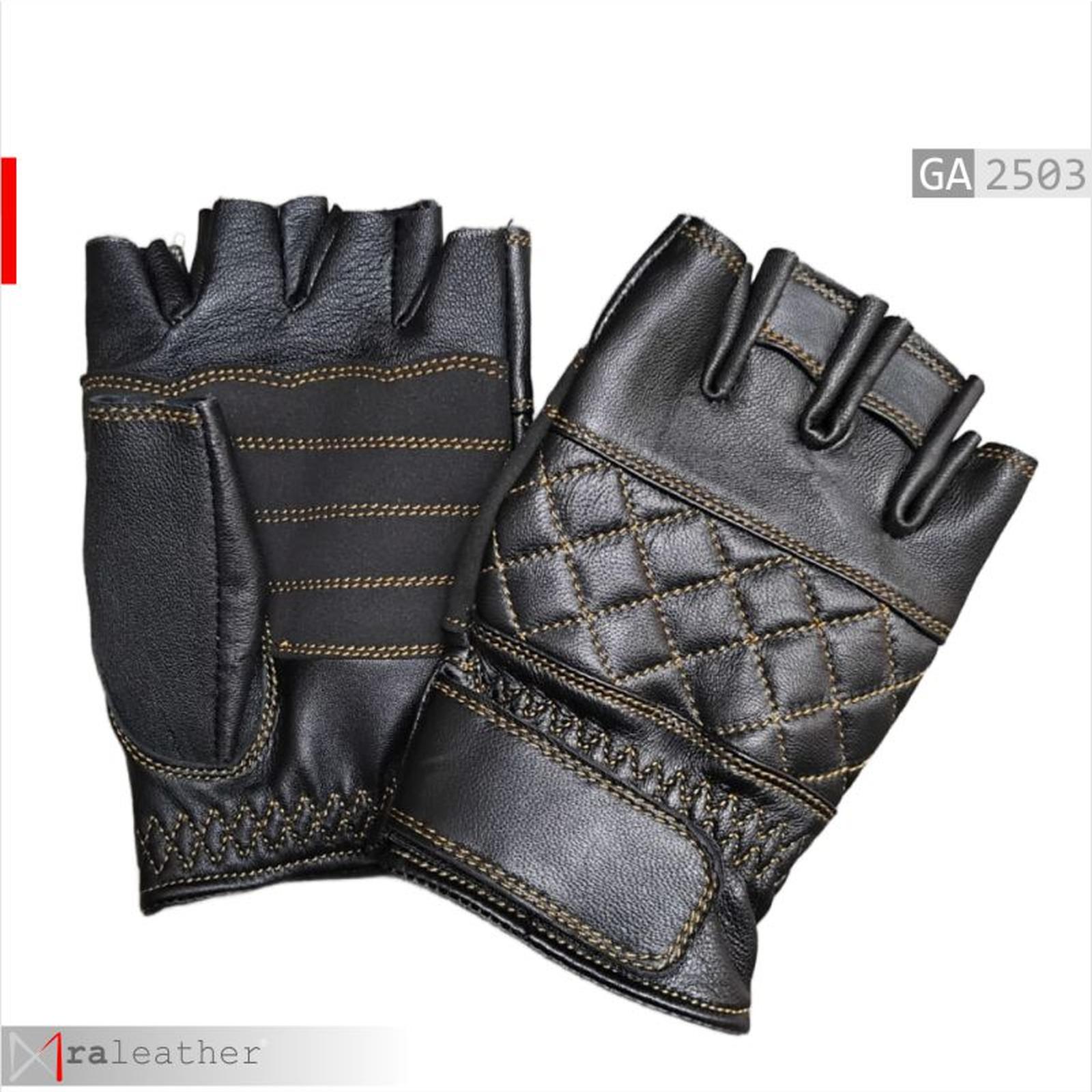 premium-motorcycle-quilted-gloves-genuine-leather-ga2503.jpg Premium quilted half-finger motorcycle gloves RA Leather GA2503 made from 100% genuine leather