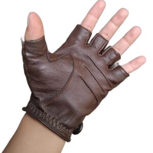 Elegant genuine leather biker gloves with quilted design and comfortable fit