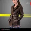 Women’s leather trench coat RA Leather BW040 long belted design front view