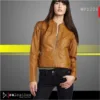 Elegant black genuine leather jacket for women with modern stylish design