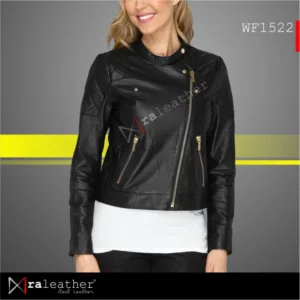 Elegant slim fit women leather jacket made from Garut sheepskin leather