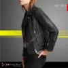 Slim fit sheepskin leather jacket for women with edgy urban design
