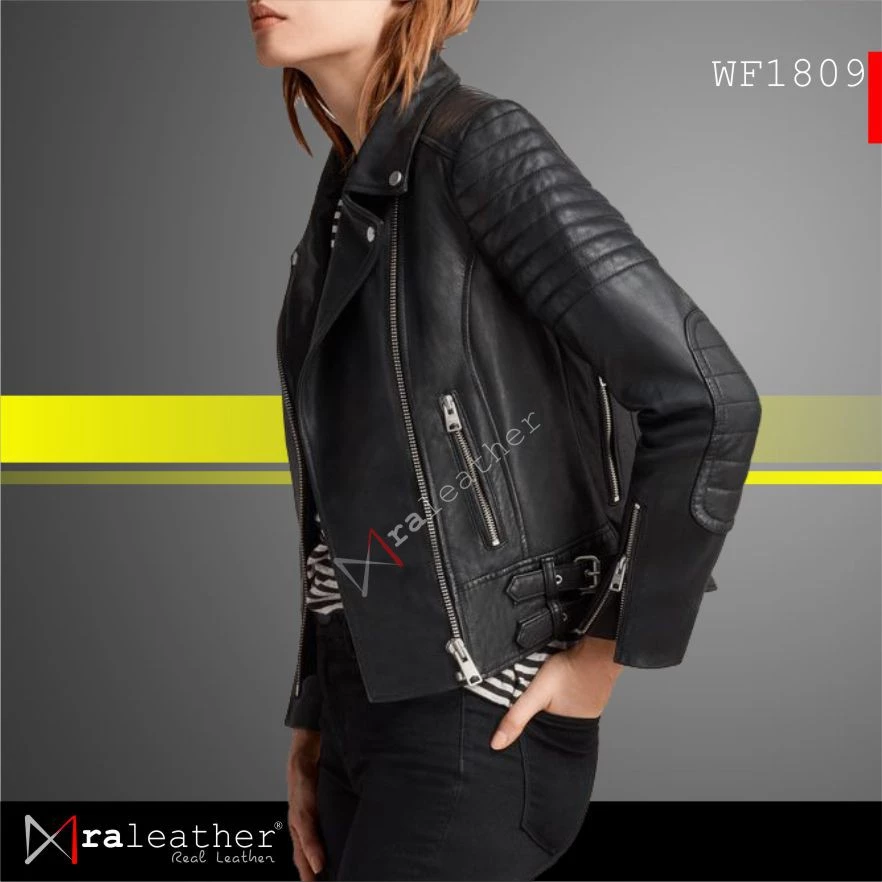 ra-leather-wf1809-women-biker-street-style-jacket.jpg Slim fit sheepskin leather jacket for women with edgy urban design