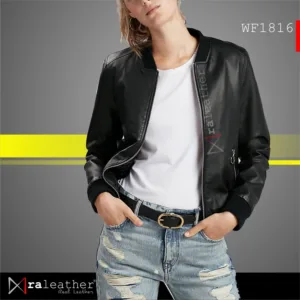 Stylish women bomber jacket RA Leather WF1816 with comfortable relaxed fit