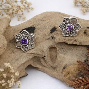 Sacred geometry stud earrings handcrafted in sterling silver