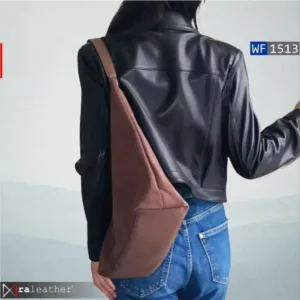 Edgy women leather jacket with zipper details and modern biker style