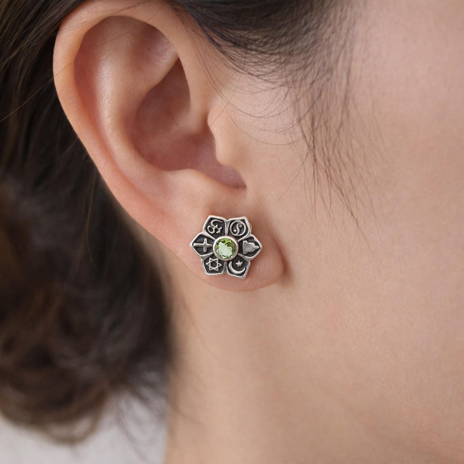 spiritual-mandala-stud-earrings-closeup.jpg Gift-ready handmade mandala earrings with spiritual design