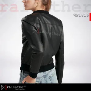 Women’s premium sheepskin leather bomber jacket RA Leather WF1816 stylish casual fit design