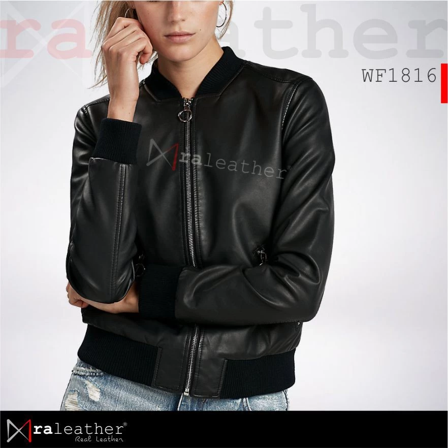 stylish-women-leather-bomber-jacket-ra-leather Elegant black leather bomber jacket for women made from 100% genuine leather
