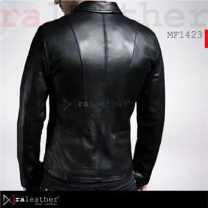Men’s black and red leather jacket RA Leather MF1423