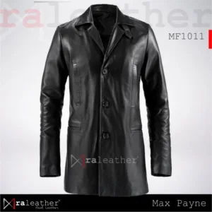 Men’s Max Payne inspired long leather coat RA Leather MF1011