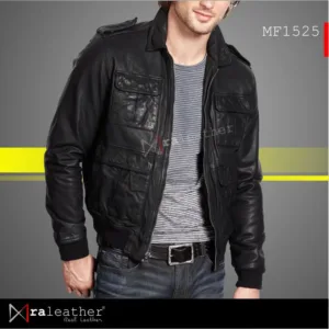 Men’s classic bomber leather jacket RA Leather MF1525