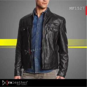 Men’s minimalist genuine leather jacket RA Leather MF1527