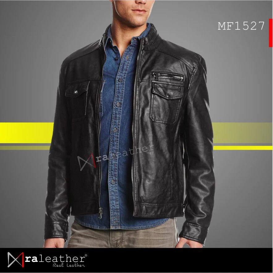 mens-minimal-leather-jacket-mf1527-black.jpg Men’s minimalist genuine leather jacket RA Leather MF1527