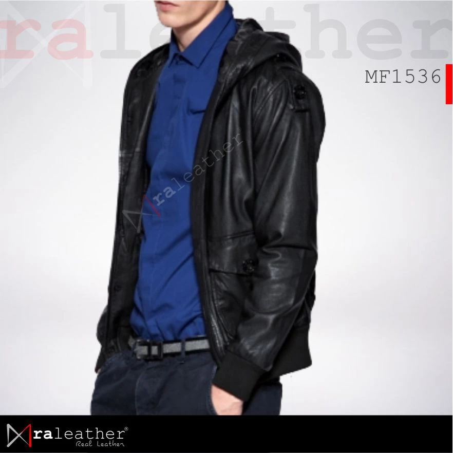 premium-casual-leather-hoodie-men-style.jpg Front view casual leather hoodie jacket men