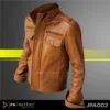 Front view tan leather jacket men casual style
