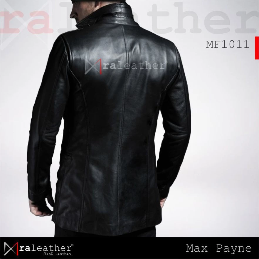 ra-leather-mf1011-cinematic-jacket-style.jpg Front view of black long leather jacket men