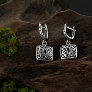 Bali sterling silver earrings handmade floral engraved 925 silver jewelry