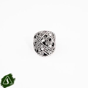 Bali handmade silver ring oxidized tribal texture close up