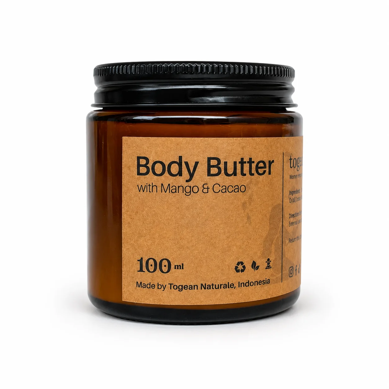 Natural Body Butter with Coconut and Macadamia Oil Indonesian natural body butter nourishing skincare 100ml