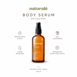 natural Cacao body serum with cacao butter handmade in Indonesia