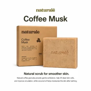 Natural handmade soap with turmeric moringa seaweed charcoal and coffee