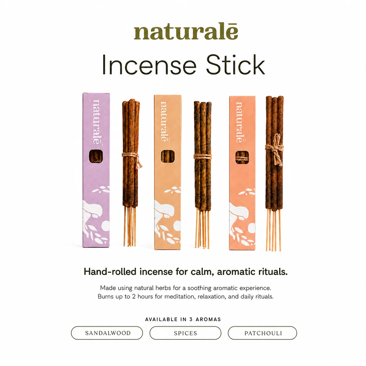 Natural Incense Sticks 6pcs Indonesia natural incense sticks Sandalwood Patchouli Spices handmade Indonesia